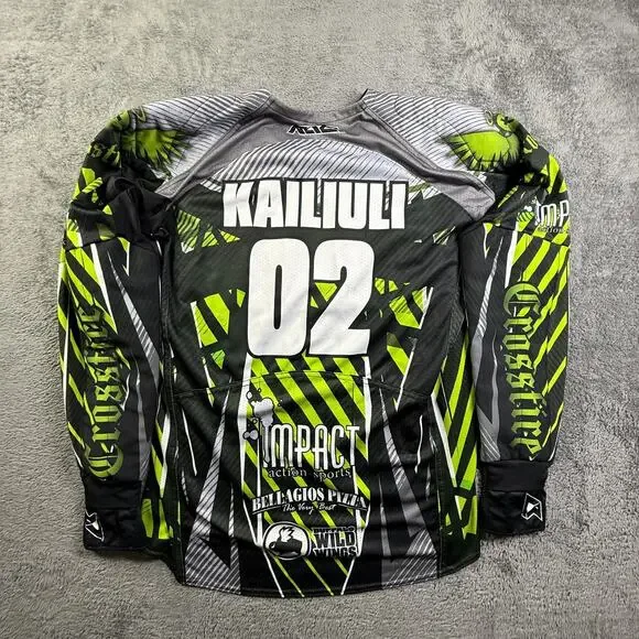 Raza Crossfire Impact Action Sports Paintball Jersey Mens L Green Black Padded - Picture 2 of 6